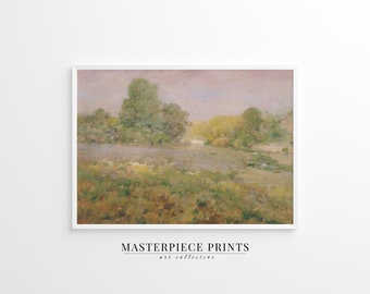 Antique Landscape Watercolor Print, Rustic Summer Wall Art (Digital Download)