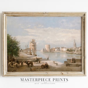 European Coastal Painting | Neutral Tone Vintage Wall Art | Spanish Bay Art Print | PRINTABLE Digital Download | 7