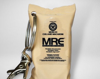 MRE Chili-Mac Keychain -Great Military gift for Army, Marines, Navy, Airforce, Coast Guard or Spaceforce - Perfect gift for Veterans!