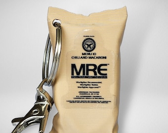 MRE Chili-Mac Keychain: Military Veteran Gift