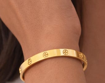 Bracciale rigido dorato: bracciale in acciaio inossidabile resistente all'acqua