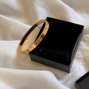 Stainless steel gold plated women bangle bracelet, minimalist gold love bracelet, unisex screw cuff bangle, luxury gift for Her and Him
