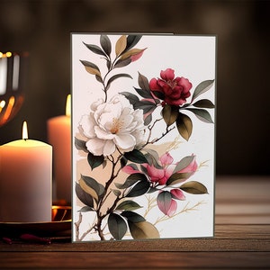 Biglietto d'auguri romantico, San Valentino, Anniversario, Poesia sulla camelia, Amore per lui o per lei, 5×7 pollici