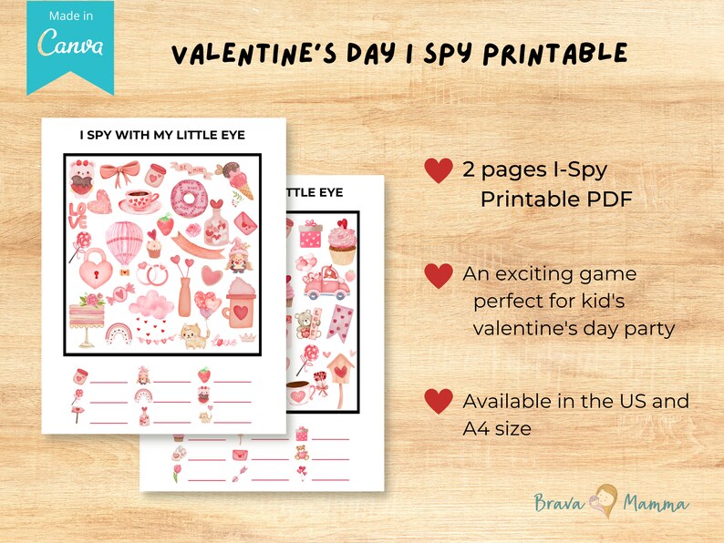 Valentine's Day I Spy Activity Printable Valentine I Spy - Etsy