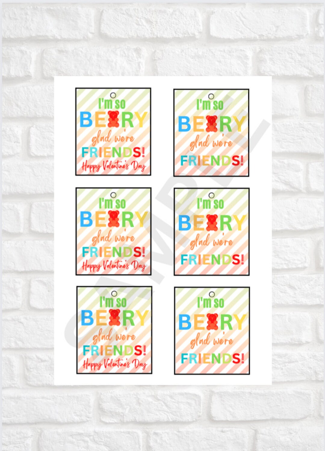 Gift Tags, Valentine Gift Tag, Gummy Bear Gift Tags, Candy Gifts