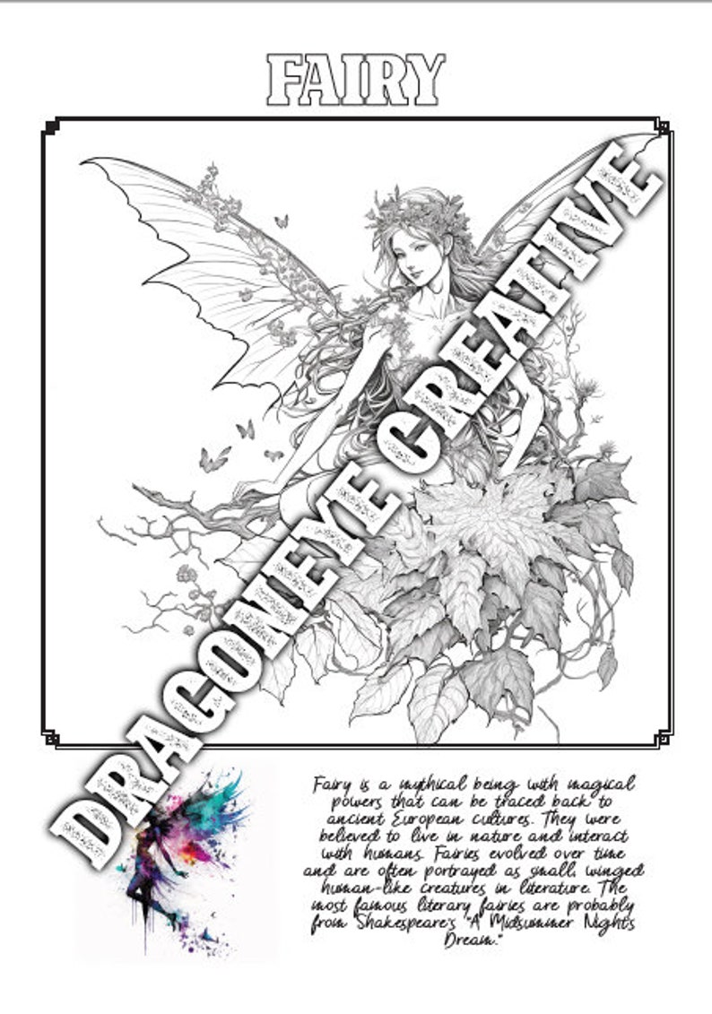 Mythological Beasts Coloring Book Printable Adult Kids Colouring Pages ...