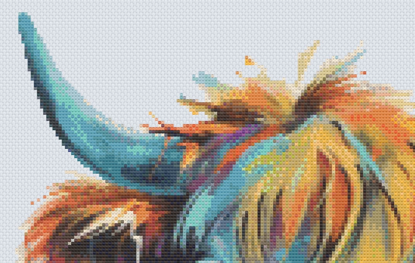 Colourful Highland Cow | Cross Stitch Pattern | PDF Download | Modern ...