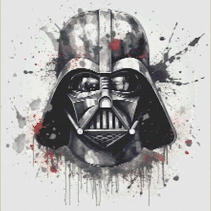 Modern Grunge Style cross stitch pattern of Darth Vader | Star Wars | The Dark Side | Space | PDF Download