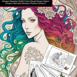 Mythological Beasts | Coloring Book | Printable Adult Kids Colouring ...