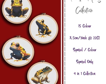 Dart Frog Mini Cross Stitch Pattern: Vibrant Collection (Digital Download)