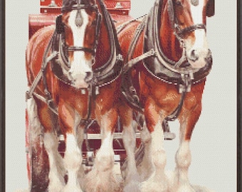 Clydesdale Heavy Horses / PDF Punto croce / regalo cavallo / schema xstitch