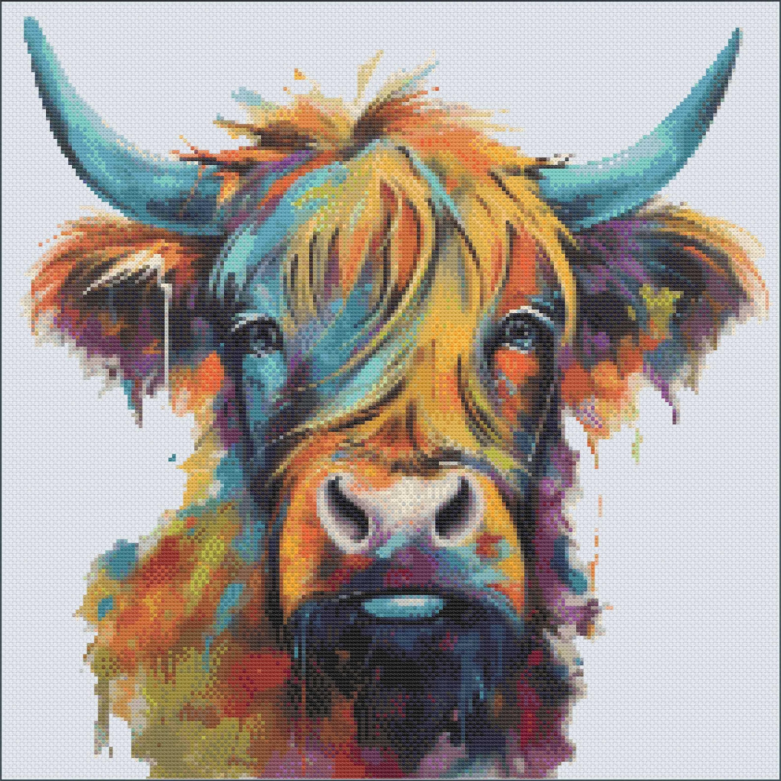 Colourful Highland Cow Cross Stitch Pattern PDF Download Etsy UK