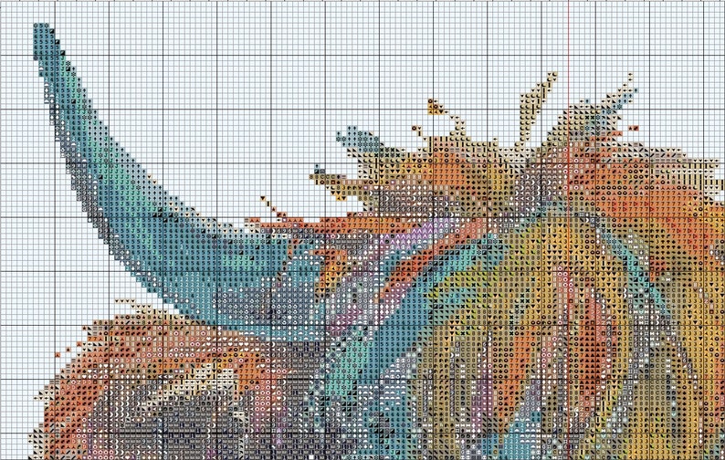 Colourful Highland Cow | Cross Stitch Pattern | PDF Download | Modern ...