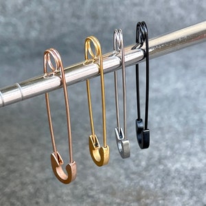 Pair of Black silver gold and rose gold safety pin earrings  Kpop Style Earrings | hoop cartilage earlobe -03