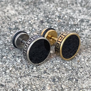 pair of black silver and black gold stud earrings | 2 color to pick from Kpop style earrings | -41