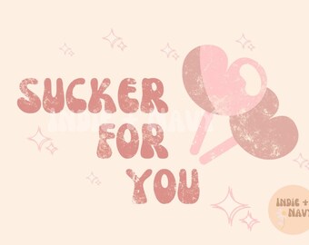Heart Sucker For You Walentynki PNG Sublimacja Cyfrowy projekt Pobierz | XOXO vday miłość tshirt | Vintage Boho Design Png Plik