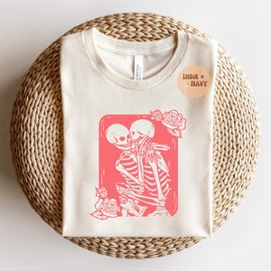 Love Skeleton Kissing Hug Heart Boho Valentine&#39;s Day PNG Sublimation Digital Design Download | XOXO Romance Love tshirt Vintage Design File