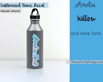 Customized Name Decal | Personalized Holographic Waterproof Sticker for tumblers, laptops, water bottles and more