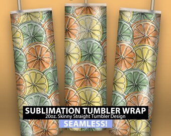 Citrus Pattern - 20oz Skinny Sublimation Tumbler Wrap Design