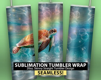 Sea Turtle Fantasy - 20oz Skinny Sublimation Tumbler Wrap Design