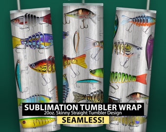 Fishing Lures - 20oz Skinny Sublimation Tumbler Wrap Design