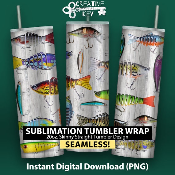 Fishing Lures 20oz Skinny Sublimation Tumbler Wrap Design 