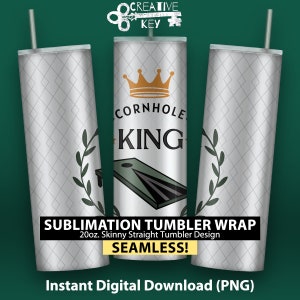 Cornhole King - 20oz Skinny Sublimation Tumbler Wrap Design