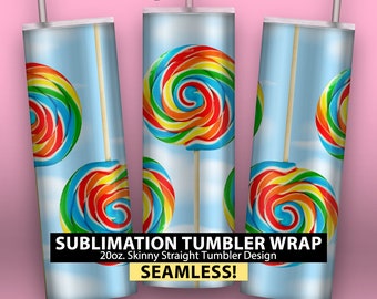 Rainbow Lollipops - 20oz Skinny Sublimation Tumbler Wrap Design
