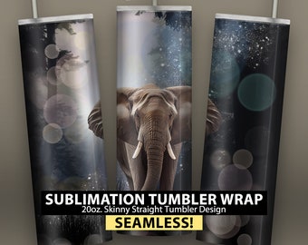 Elephant Fantasy - 20oz Skinny Sublimation Tumbler Wrap Design