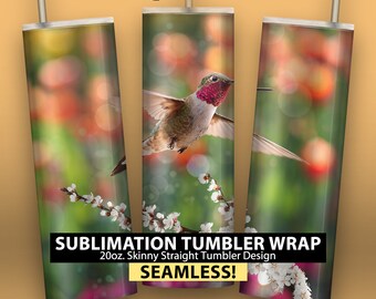 Hummingbird Fantasy - 20oz Skinny Sublimation Tumbler Wrap Design
