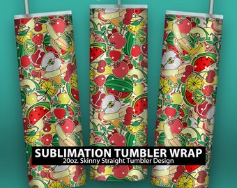 Fruit Pattern - 20oz Skinny Sublimation Tumbler Wrap Design
