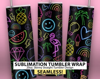 Svart Neon Kul - 20oz Smal Sublimering Tumbler Wrap Design