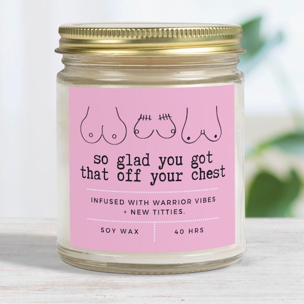 Mastectomy Gift Funny Breast Cancer Survivor Candle Gift for Friend Battling Cancer Fighting Era Soy Candle Fight BRACA Masectomy Surgery