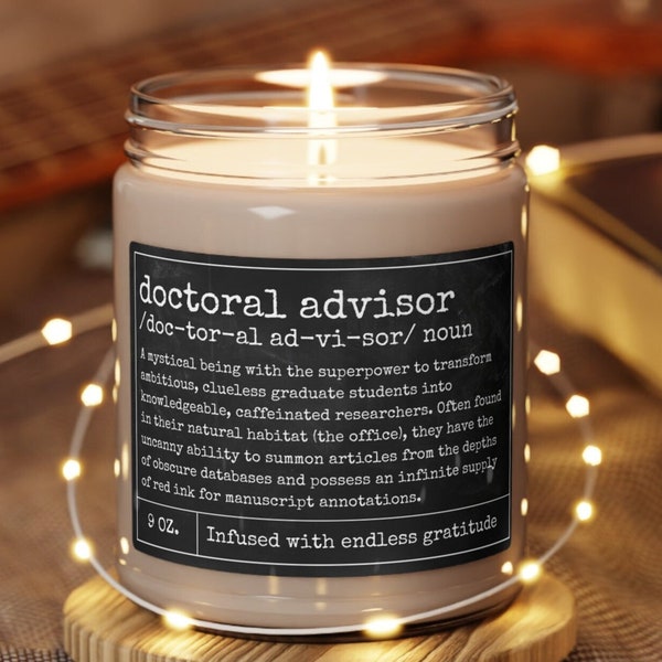 Funny doctoral advisor definition candle thank you gift for phd professor dissertation chair academic advisor doctorate appreciation gift