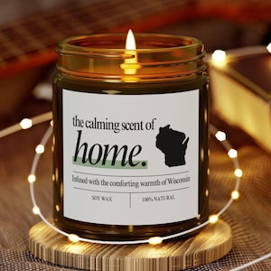 Wisconsin Candle Smells like Home Gift Moving to Wisconsin Housewarming Going Away Gifts Friend Moving Homesick Gifts New House Apartment