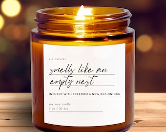 Eine leere Nester Sojawachs Kerze Geschenk leere Nest Club für Eltern Abschluss Abschluss Senior Mama Papa geht aufs College zu gehen Schule Eltern