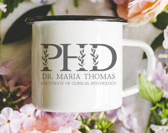 Custom PhD Flower Graduation Gift Personalized Phd Graduate Student Mug PhD Gift for Her Doctoral Student Dissertation Defense Day Gifts