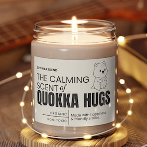 Regalo di candela di soia Quokka Hugs per l'amante di Quokka L'animale più felice della terra Regali di compleanno di Natale per gli amanti degli animali Regali unici di candele per animali