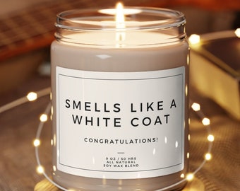 White Coat Ceremony candle for medical pharmacy dental school student doctor In training match day gifts and cards nursing PT PA vet school