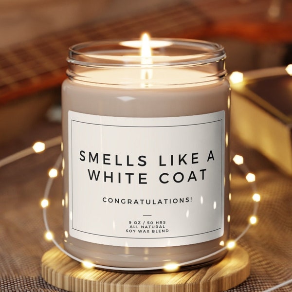 White Coat Ceremony candle for medical pharmacy dental school student doctor In training match day gifts and cards nursing PT PA vet school