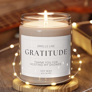 Thank you gift for shower hostess, Appreciation gift baby shower bridal shower host, Gratitude candle,  baby shower hostess thank you gift