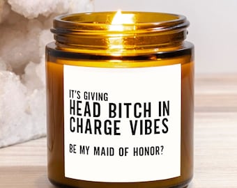 Funny maid of honor proposal candle gift from bride for proposal box funny will you be my MOH candle for sister best friend funny card