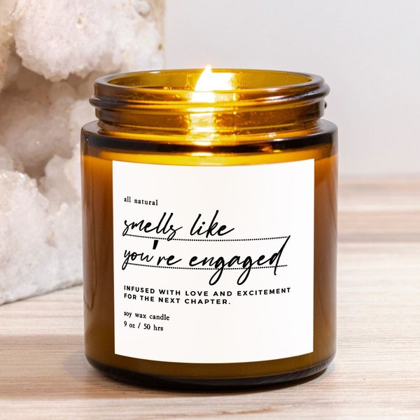 Engagement soy candle smells like you're engaged gift for newly engaged couple engagement party gift box for couple minimalist engagement