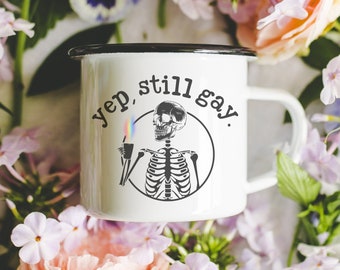 Funny Gay Skeleton Coffee Mug Gift for Gay Friend Lesbian Bisexual Pride Month Cup Birthday Gift for LGBTQ Coworker Bestie Coming Out Gift