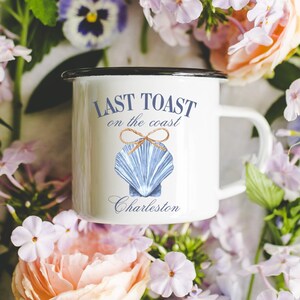 Last Toast on the Coast Bachelorette Party Mug Personalized Coastal Grandma Bach Party Favors Bride To Be Custom Decor Nautical Bridal Party