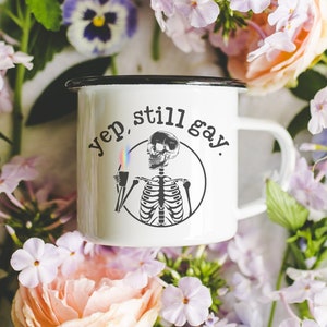 Funny Gay Skeleton Rainbow Coffee Mug Gift for Gay Friend Birthday Coming Out Gift Pride Month Cup
