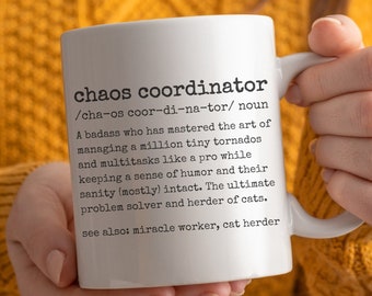 Chaos Coordinator Definition Mug Gift for Teacher Nurse Mom Boss Day Gifts for Manager Funny Coworker Glass Mug Shitshow Supervisor Gift Cup