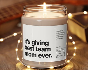 Team Mom Candle Thank You Gift for Sports Mom Baseball Softball Football Volleyball Hockey Mom End of Season Gift Best Team Mom Booster Club