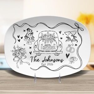 Custom Wedding Platter Personalized Just Married Plate Mr. and Mrs. Engagement Party Gift Bridal Shower Plate Gift Wedding Shower Name Plate