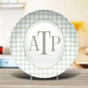Gingham Monogram Birthday Plate Gingham Theme Birthday Party for Kids 1st Birthday Smash Cake Custom Platter Southern Theme Party Gifts